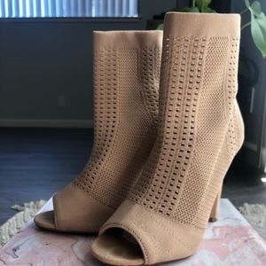 Peep toe heel booties